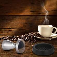 51 Mm Espresso Tamper Made Of Stainless Steel, Matched With 58 Mm Silicone Mat, Coffee Pressing Accessory For Espresso Beverage Preparation. - Silver - View 4