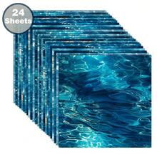 24 Sheets 6*6 Inch Fresh Ocean Water Ripple Scrapbook/Journal Paper, Ice Blue Light & Shadow Transparent Elements Suitable For Collage, Origami And Journaling Materials, DIY Paper, Handmade Scrapbook, Bullet Journal, Greeting Cards, Gift Wrapping And Home Decor - Square - View 4
