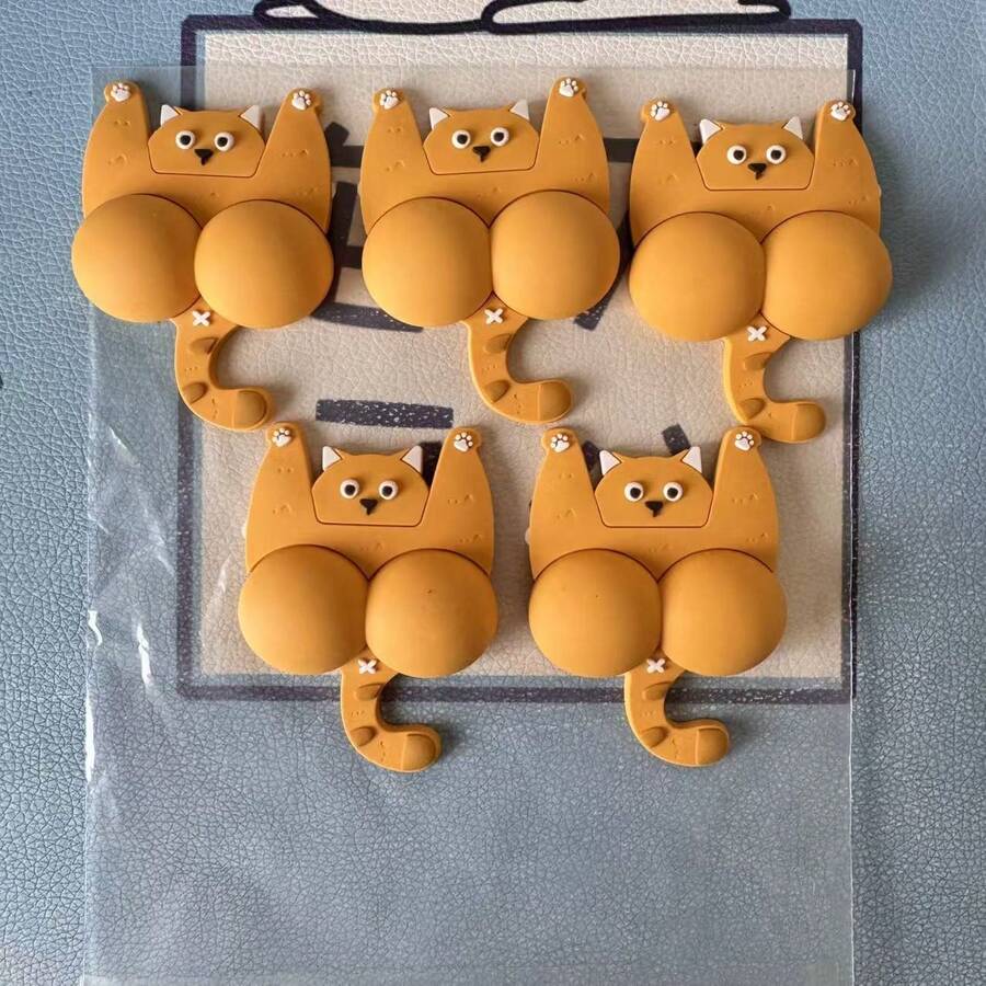 3D Cat Anti-Collision Stickers, Cute Animal Shaped, 3D Butt Design, Perfect For Car Door Anti-Collision, Bedroom, Bathroom, Kitchen, Cabinet Door Anti-Collision Stickers, Effectively Prevent Door Damage. - 5pcs Anti-collision Stickers - View 1
