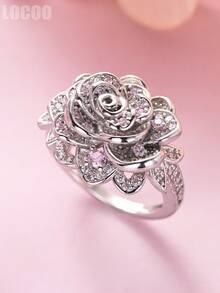 1pc Fashion Cubic Zirconia Ring Women's Wedding Engagement Party Jewelry Valentine's Day Gift - 1# - View 4
