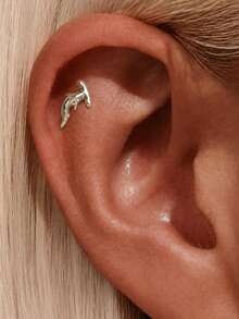 AnlaScheer 1pc Exquisite Fashion 925 Sterling Silver 18K Gold Plated Cute Marine Creature Flat Back Stud Earrings, Hypoallergenic, Women Girls Daily Party Gift - Silver - View 3