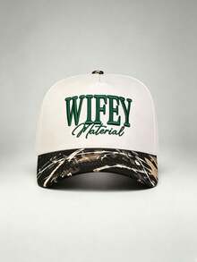 1pc Men Hat WIFEY Materiae Embroidered Two Tone Baseball Cap Adjustable Design Perfect For Parties, Hiking, Travel, And Sun Protection - Multicolor - View 7