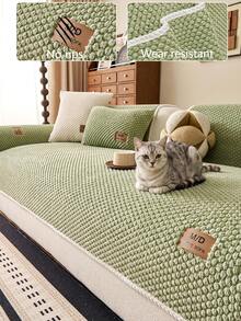 1pc All-Season Comfortable Sofa Cushion Cover, Modern Minimalist Non-Slip Sofa Seat Cover, Dust-Proof, Stain-Resistant, Machine Washable, Hand Washable, Fresh Fashionable Soft Non-Fading Non-Shedding Sofa Cover Cloth, Bedroom Decor, Pet-Friendly Protective Cover, Adjustable Corner Sofa Cover Suitable For Bedroom, Office, Living Room Combination Furniture, L-Shaped Sofa And 1234-Seater Sofa - Green - View 2