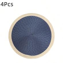 4/6入編織圓形餐墊，15英吋，編織桌墊，圓形餐墊，可水洗，寬邊設計，適用於居家、餐桌、裝飾、聖誕派對裝飾 - 寶藍色 - 查看 7