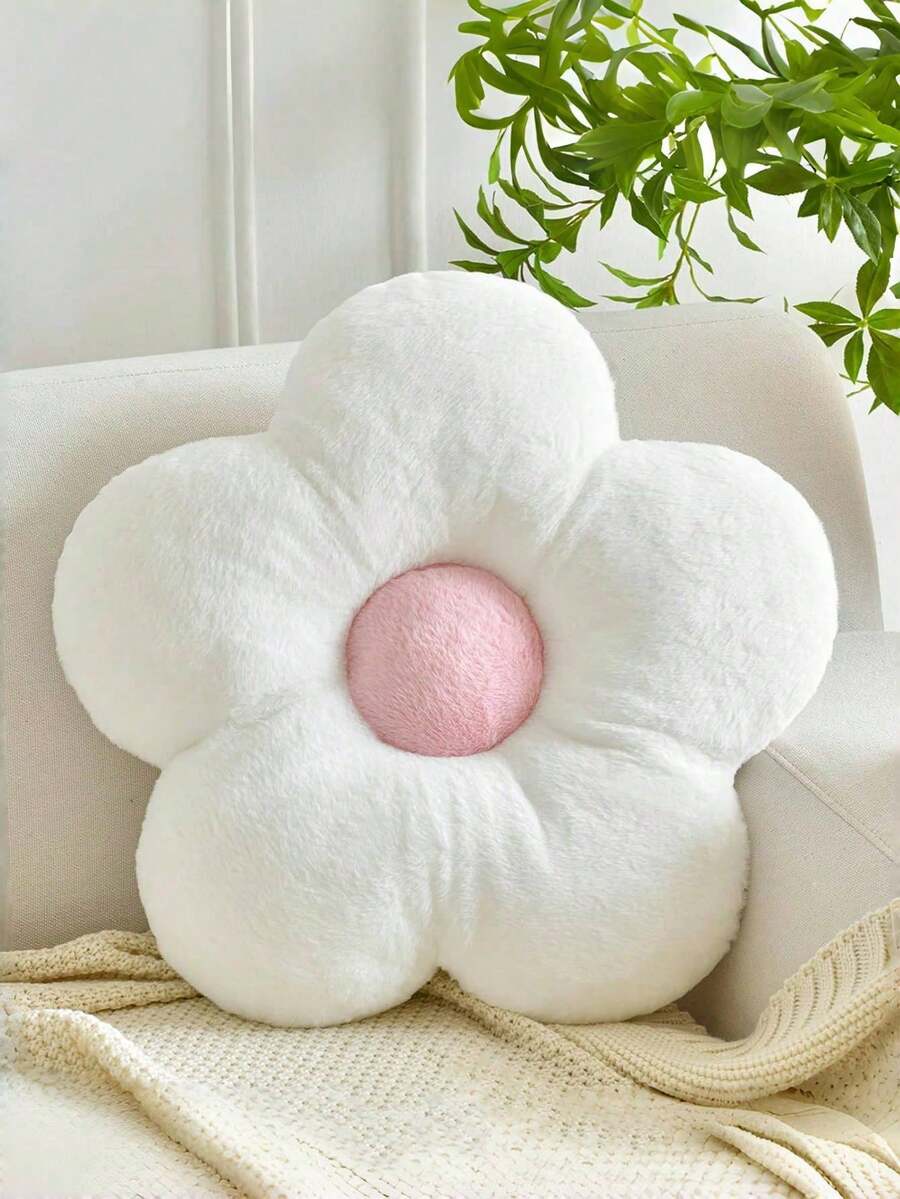 Flower Shaped Throw Pillow, Soft Floral Design Cushion, Home Decor, Suitable For Sofa, Chair, Bed, Flower Floor Pillow, Adult Bedroom Living Room, Spring Gift, Perfect For Friends And Family - White Powder Core - View 1