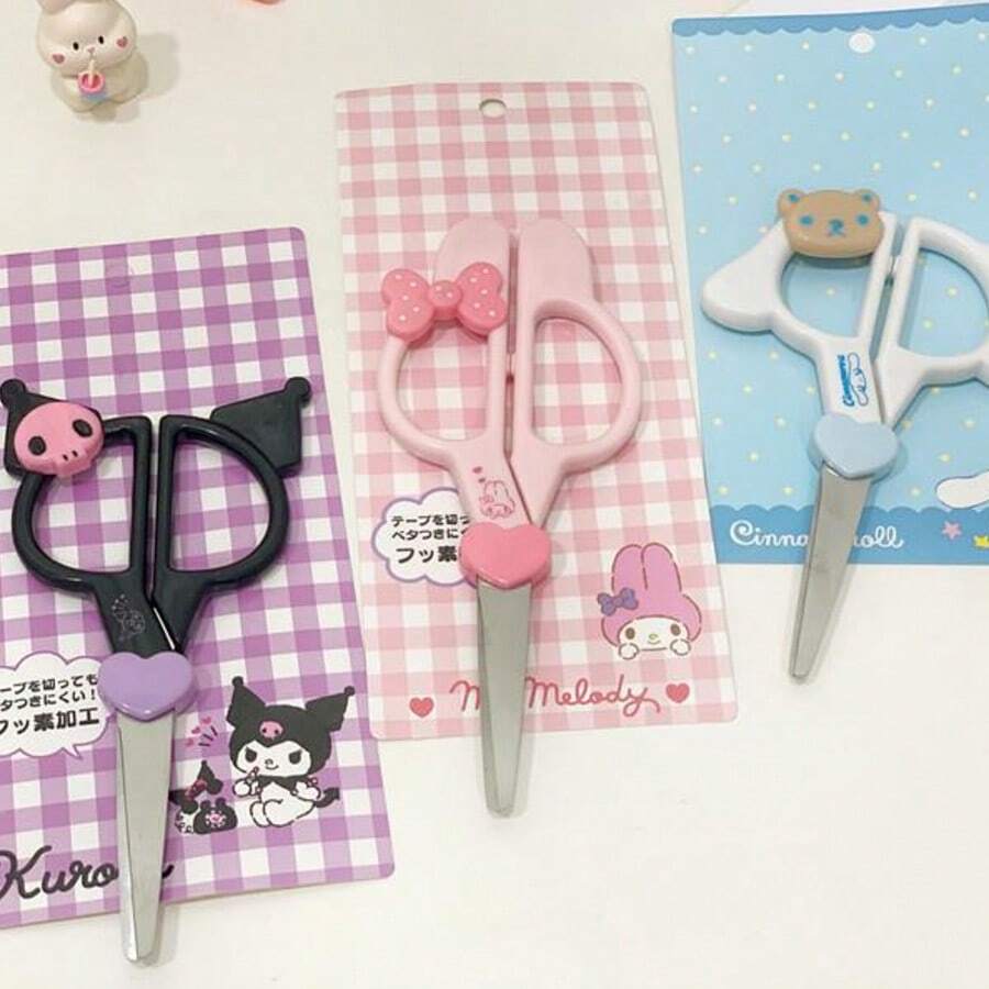 SANRIO 1 buah Gunting Kecil Buatan Tangan Bentuk Kartun 3D Lucu, Desain Pisau Anti Lengket dengan Pelindung Pengaman Berbentuk Hati, Perlengkapan Alat Tulis Kerajinan Potong Kertas DIY untuk Pelajar, Tersedia Berbagai Pola Menggemaskan, Tajam dan Portabel, Alat Potong Buatan Tangan untuk Kampus dan Kantor, Aksesori Belajar di Rumah yang Bernilai Tinggi dan Feminin - MultiWarna - View 1