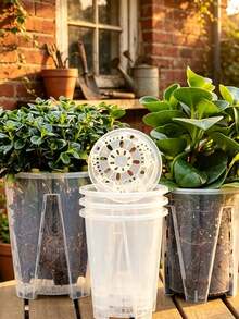 Self-Watering Orchid Pot, Root Control & Breathable, With Drainage Holes, White Transparent Specialized Pot, Suitable For Indoor And Outdoor Planting; Round Shape, Includes Matching Accessories, Features Self-Watering Function - Flower Pot - View 7