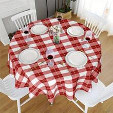 Round Tablecloth Red White Buffalo Plaid Checkered Pattern Gold Line Classic Picnic Gingham Traditional Decorative Washable Dining Table Cover For Kitchen Home Christmas Holiday Party Outdoor Daily Farmhouse Table Decor - A - View 7