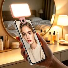 1pc LED Selfie Fill Light, Portable Mini Clip-On Fill Light, Suitable For Phone And Computer, Makeup, Zoom Meetings, Live Streaming, Vlog, Perfect Selfie And Video Call, 150mAh - Square - View 11