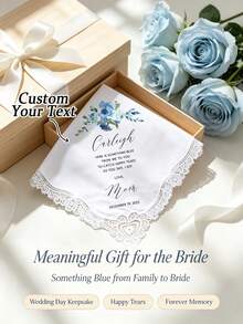 Custom Personalized Wedding Handkerchiefs – Embroidered Text And Tassel Accents; Elegant Lace Accessories For Weddings And Bachelorette Parties - Multicolor - View 2