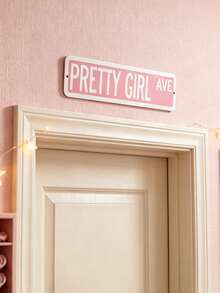 1pc Girly Pink Street Sign Wall Decor, Bedroom Door Above Wall Hanging, Home Room Atmosphere Decoration - Pink - View 3