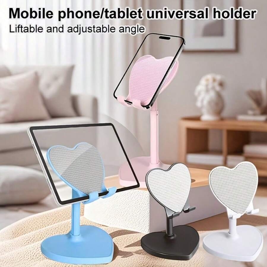 Adjustable Phone Stand With Heart-Shaped Holder, Desktop Adjustable Foldable Telescopic Phone Stand, Flexible And Portable, Perfect For Office And Home Use, Great Gift Choice, Suitable For Selfies, Universal Compatible With Phones And Tablets - Multi-color - View 1