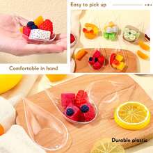 10/1pc Transparent Boat-Shaped Dessert Spoons, Suitable For Appetizers, Mousse, Pudding, Sashimi Snacks, Wedding Party Gathering Cold Buffet Platter, Home Banquet Bar Creative Snack Container, Minimalist Luxury Plating Decoration Tableware - Clear - View 7