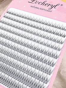 Lvcheryl 400pcs Fishtail Lashes DIY Cluster Lashes, Natural Looking Segmented Eyelashes Extension ,Reusable Grafting Lightweight Lashes,Cluster Eyelashes Extensions For Makeup - C - View 3