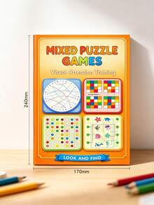Children's Mixed Puzzle Game Workbook, Includes 4 Types Of Content: Visual Attention Training, Find The Difference, Brain Thinking Challenge, Riddle Book, Suitable For Early Learning Children's Educational Training Workbook - Multicolor - View 5