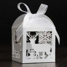 25pcs/Pack Christmas Gift Decoration Boxes Snowman Reindeer Snowflake Christmas Tree Pearlescent Paper Mini Exquisite Square Boxes 5*5*8cm Holiday Party Gift Packaging - Multicolor - View 9
