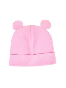 1pc Baby Knitted Hat, Cute Bear Ear Design, Solid Color Soft Baby Hat, Suitable For Autumn, Winter And Spring For Infants, Toddlers And Small Children Casual Wear - Pink - View 8