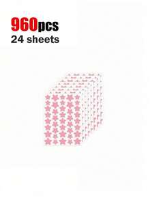 960pcs(24 Sheets) Star-Shaped Holiday Party Stickers, Star Stickers, Decorative Stickers, Makeup And Decoration Accessories, Suitable For Parties, Party Face Decoration Stickers, Holiday Party - Pink - View 6