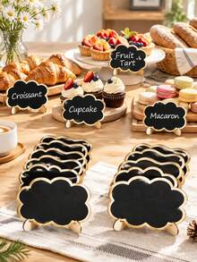 10/5pcs Mini Cloud Shaped Chalkboard Signs With Wooden Stand, Reusable Blank Message Label Tags, Erasable Tabletop Place Cards For Bakery Dessert Display, Buffet, Party, Wedding, Food Price Marking Decoration - Multiple Styles - View 3