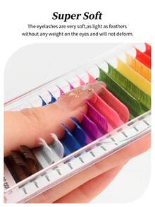 16 Rows Macaron Colorful Eyelash Extensions, 8 Colors Rainbow Faux Mink Single Lash, Soft Classic Voluminous Eyelash Tray, Suitable For Salon Lash Artists, Cluster Lashes, Cluster False Eyelashes, Professional Eyelash Extension Supplies, Winky Beauty - D - View 3