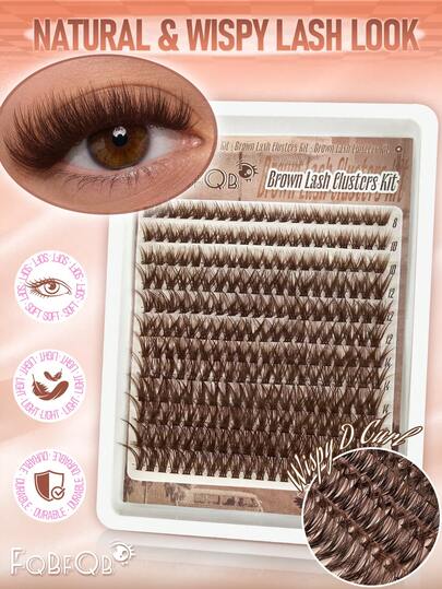FQBFQB 240pcs Eyelash Clusters Wispy Cluster Eyelash Extensions Individual False Eyelashes Lashes Natural Volume Lash Extensions DIY Cluster Lashes 3D Effect For Daily Wear & Party, Home, Travel