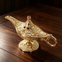 1pc 2D Flat Acrylic Magic Lamp Ornament, Vintage Wishing Lamp Home Decor, Creative Atmosphere Desktop Display, Light Luxury Craft Small Decoration, New Home Housewarming Gift, Living Room Entryway Bedroom Countertop Decoration, Festival Souvenir, Simple Exquisite Lamp Craft Acrylic Ornament, Home Soft Furnishing Display Decorative Craft - Ivory White - View 3