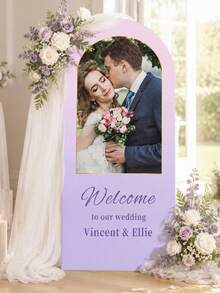 Customizable Stretch Arch Wedding Backdrop Set – Includes Stretch Arch Covers In Various Colors And A Welcome Sign Featuring The Couple's Portraits; Available In Multiple Sizes And Reusable - Multicolor - View 8