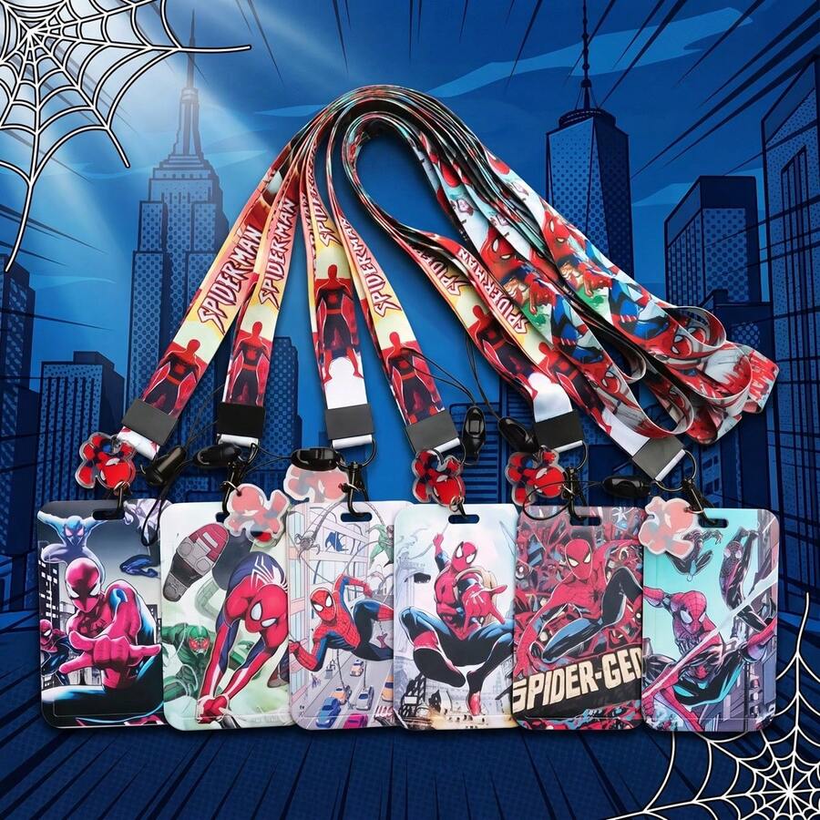 Disney 1 dây đeo thẻ Spider-Man màu xanh và hồng rực rỡ với nhân vật hoạt hình, chất liệu PVC, phù hợp cho thẻ ID và thẻ nhân viên, bao đựng thẻ ID, thiết kế vui nhộn, bền bỉ, phụ kiện Spider-Man cho fan Marvel - Nhiều màu - Xem 1