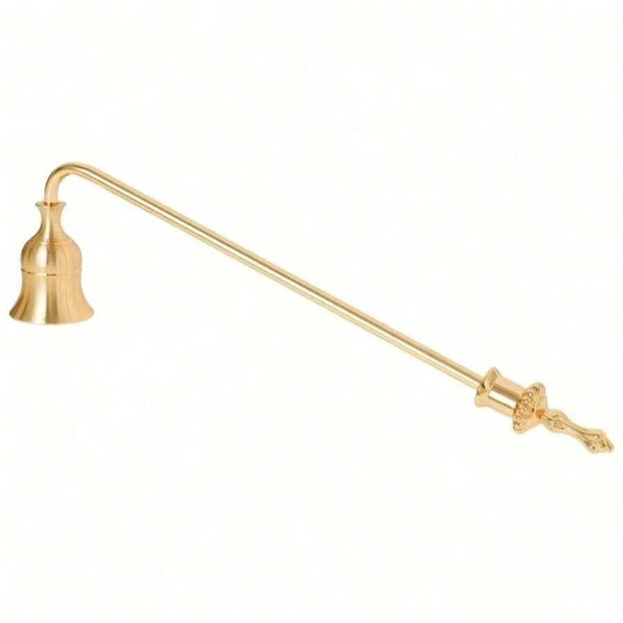 1pc Gold Long Handle Candle Extinguisher, Elegant Bell-Shaped Candle Snuffer, Safely Extinguish Pillar Candles, Jar Candles And Taper Candles, Smokeless And Stain-Free, Quick Extinguishing, Vintage Polished Metal Candle Accessory, Suitable For Home Decor, Dining Table, Wedding Party, Spa - Multicolor - View 1