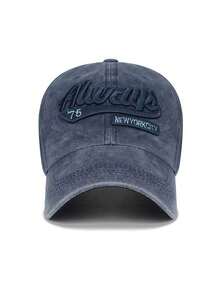 1pc Unisex Vintage Washed Distressed Baseball Cap, Always 75 3D Embroidered Dad Hat, New York Curved Brim Adjustable Hat, Streetwear Style For Men And Women - A - View 9