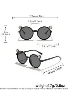 3pcs Kids 3‑8Y Round Frames With Rhinestone Ear Decor PC Frame Light‑Weight Lovely Fashion Glasses For Summer Party Daily Occasions With Glasses Box - Multicolor - View 5