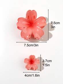 3件組甜美風葡萄柚粉漸層果凍櫻花花朵組合髮夾 波西米亞海灘度假側邊髮夾盤髮髮飾 女款 - 彩色 - 查看 4