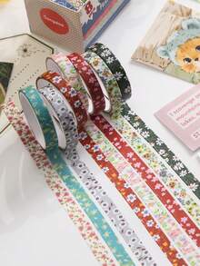8 Rolls/Box Vintage Washi Tape, 0.7cm Wide DIY Handbook Tape, Suitable For Student Stationery, Diary And Album Decoration, A Gift For Friends - Multicolor - View 4