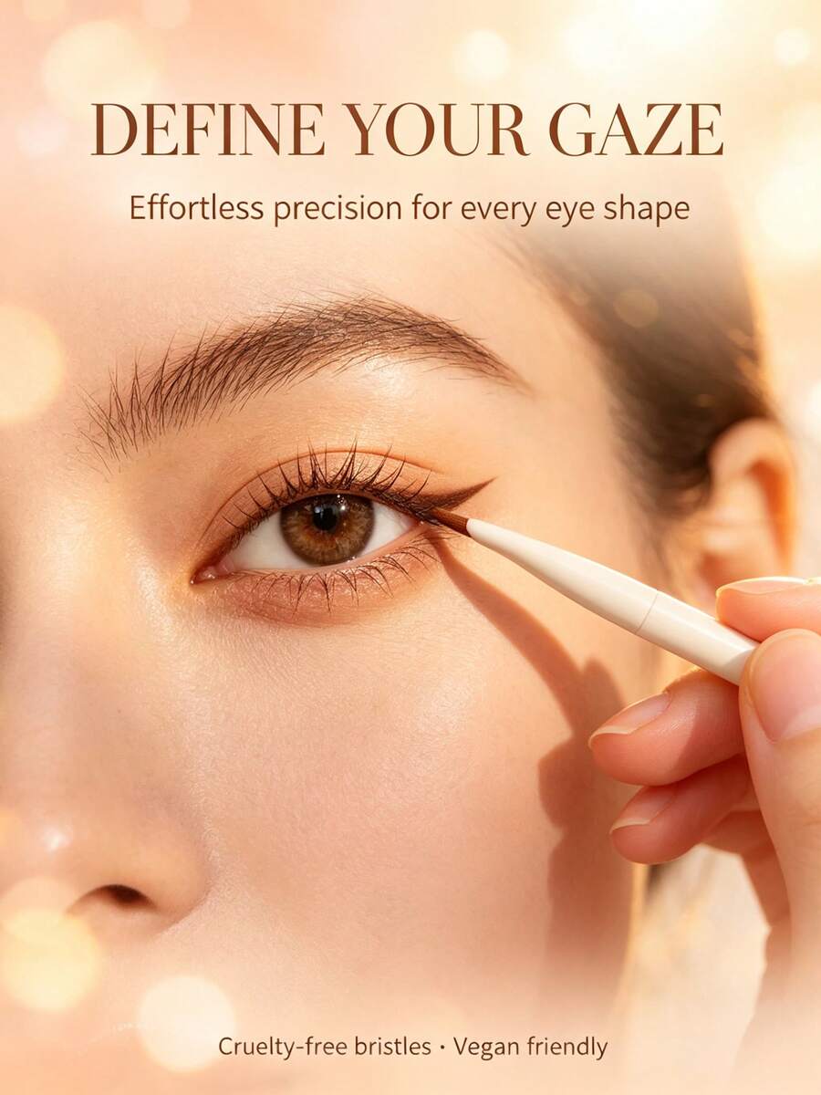 White Angled Fine Blade Eyeliner Brush Makeup Brush Eye Brush Beginner Tool - Multicolor - View 1