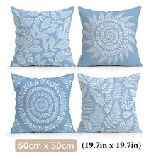 4pcs/1pc Blue And White Leaf Pattern Pillow Case Without Insert, Single-Sided Printed Pillow Case, Suitable For Living Room, Bedroom, Home Decor, All Season Pillow Case - Multicolor - View 11