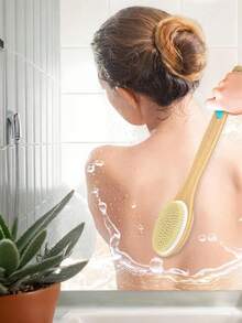 1pc Long Handle Bath Brush, Double-Sided Bath Brush, Soft And Hard Bristle Brush Head, Daily Bathing Exfoliating Body Brush - Multicolor - View 3
