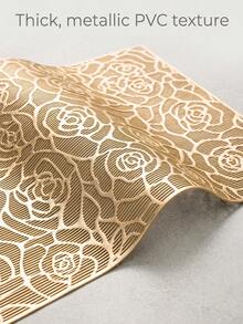 Tkvega • Home 2-12pcs Gold Rose Placemats, PVC Material Minimalist Style Foil Stamped Vase Mat, Washable, Easy To Clean, Wipeable, Non-Slip, Heat Resistant, Dining Table Mat, Suitable For Room Decor, Home Dining Table Decor, Home Decor, Ideal For Holidays, Parties, Birthdays, Weddings And Dinner Parties - Multicolor - View 6