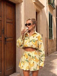 Roviva Women's Autumn/Spring New Bohemian Vintage Striped 2 Pieces Set, Button-Up Striped Shirt + Striped Mini Skirt, Suitable For Beach, Party, Outdoor Street Photography, Daily Wear, Dating, Back To School Season, Teacher's Day, Commuting, Office, Casual Vacation, Music Festival - Yellow - View 10