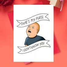 1PC That's My Purse Card, Funny Cartoon Meme Greeting Card With Envelope, Classic Animation Bobby Hill Quote Card, Humorous Novelty Friendship Card, Playful Joke Gift Card For Best Friends - Multicolor - View 1