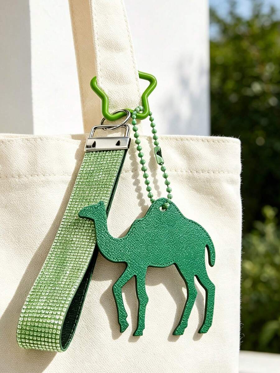 Pu Coconut Camel Palm Tree Bag Charm,Rhinestone Wristband Keychain,Leather Palm Tree Bag Accessory,Fashion Women Handbag Charms,Perfect Holiday Gift - Multicolor - View 1