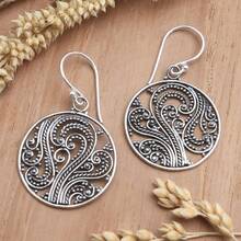 Exquisite Elegant Women's Dangle Earrings, Unique Handmade Twisted Round Hollow Design, Suitable For Casual Wear - Silver - View 1