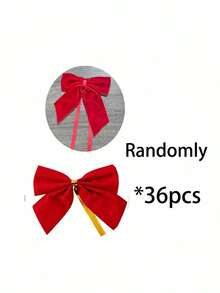 Small Red Christmas Velvet Bow With Ribbon, Christmas Tree Bow For DIY Christmas Crafts, Wreaths, Home Decor, Gift Wrapping - Multicolor - View 13