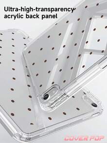1pc Vintage Brown Polka Dot Y-Fold Protective Case, Compatible With IPad Air 8(M4)2026/ 11(A16)2025/ Air 7(M3)2025/ 10th Gen/Mini 7/6, Multi-Angle Folding Stand, High Transparency Anti-Drop Back Panel, Built-In Pencil Slot, Auto Wake/Sleep, Minimalist Academic Style Exquisite Desk Decor, Learning Office Cafe Atmosphere Tablet Accessory - Multicolor - View 4