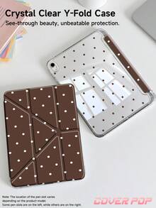 1pc Vintage Brown Polka Dot Y-Fold Protective Case, Compatible With IPad Air 8(M4)2026/ 11(A16)2025/ Air 7(M3)2025/ 10th Gen/Mini 7/6, Multi-Angle Folding Stand, High Transparency Anti-Drop Back Panel, Built-In Pencil Slot, Auto Wake/Sleep, Minimalist Academic Style Exquisite Desk Decor, Learning Office Cafe Atmosphere Tablet Accessory - Multicolor - View 3