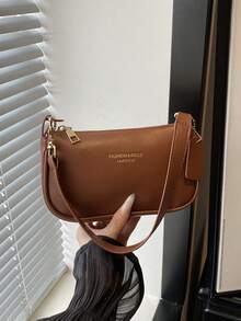 Fashionable Retro Mini Solid Color Textured Shoulder Bag With Pendant, Suitable For Shopping, Wallet, Young Women, College Students, Newcomers, Office Workers. They Are Perfect For Office, University, Work, Business, Commuting, Outdoor Activities, Travel And Outings - Brown - View 4