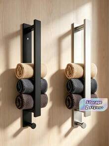 Self-Adhesive Towel Rack, No Drilling Required, Suitable For Bath Towel Rack And Towel Rack, With Hooks, Suitable For Bathroom Use - Multicolor - View 1