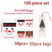 150/100pcs Multi-Color Christmas Gift Bags, Suitable For Christmas Party Decoration, Cellophane Packaging Bags With Santa Claus, Snowman, Reindeer Patterns, PP Plastic Bags, Can Hold Candy Canes And Candies, Small Size (Random Style) - View 13