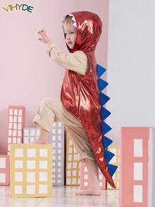 Vihyde Young Boy Halloween Dinosaur Tail Hooded Cape Costume - Red - View 1
