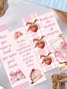 30pcs Pink-Themed Bookmarks For Reading, Page Markers, And Book Decorations-Creative Gifts Perfect For Winter And The New Year - View 5