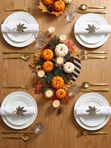 2-8pcs Vintage Distressed Bronze Maple Leaf Napkin Rings, Thanksgiving Halloween Table Decor, Suitable For Home Decor, Party Decoration, Holiday, Party, Gathering, Birthday, Gift, Gift Giving, Dinner, Outdoor - Multicolor - View 4